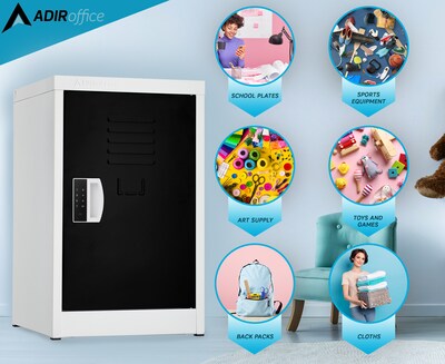 AdirOffice 24"H Single Tier Black Storage Locker (ADI629-02-BLK-DL)
