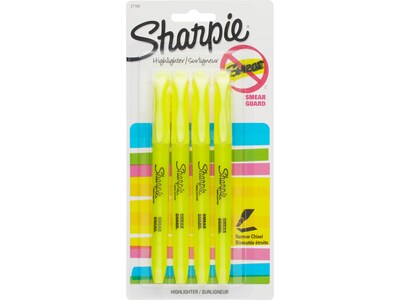Sharpie Stick Highlighter, Chisel Tip, Yellow, 4/Pack (1770695)