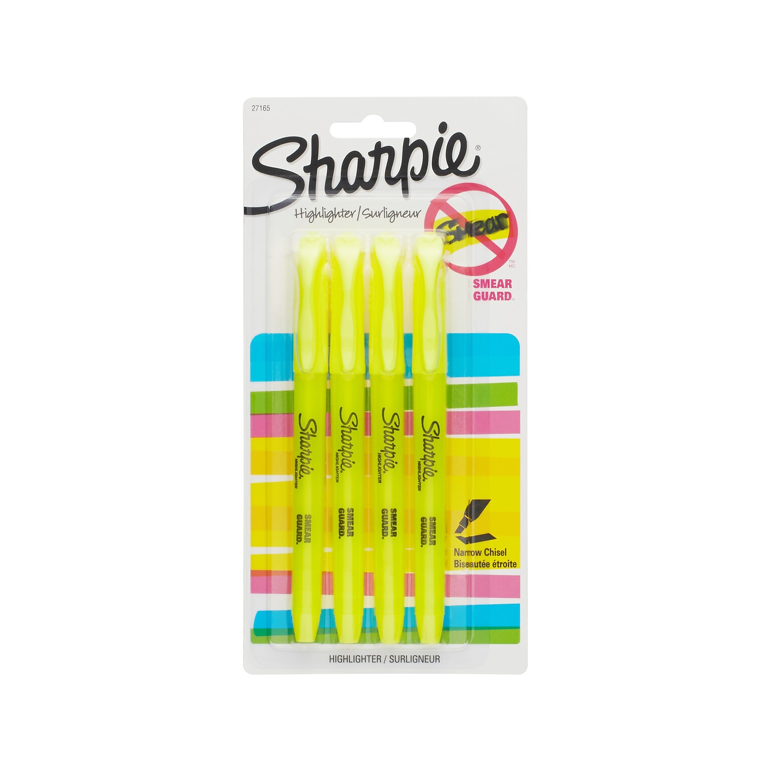 Sharpie Stick Highlighter, Chisel Tip, Yellow, 4/Pack (1770695)