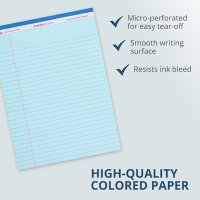 Roaring Spring Paper Products Enviroshades Notepad, 8.5" x 11.75", Wide Ruled, Blue, 50 Sheets/Pad, 3 Pads/Pack (74123)