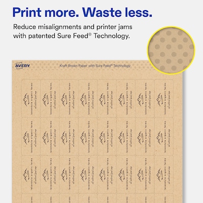 Avery Rectangle Laser/Inkjet Multipurpose Labels, Kraft Brown, 40 Labels/Sheet, 100 Sheets/Pack (19479311170)