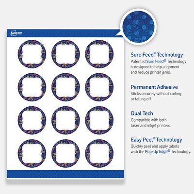 Avery Circle Multipurpose Labels, 2" Dia., White, 120/Pack (19479370627)