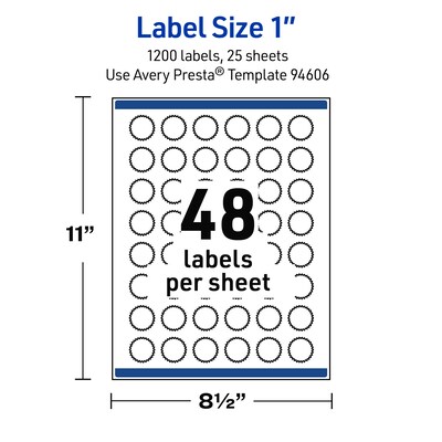 Avery Starburst Laser Multipurpose Labels, 1", White, 1200/Pack (19479399493)