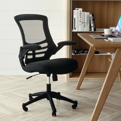 Flash Furniture Kelista Ergonomic Mesh Swivel Mid-Back Task Office Chair, Black (BLX5MBK)