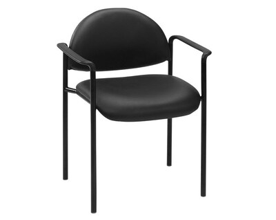 Boss Diamond Caressoft Vinyl Stacking Chair,  Black (B9501-CS)