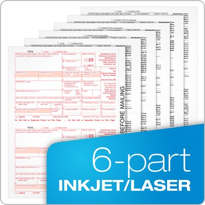 Adams 2023 1099-R Tax Forms, 6-Part, 10/Pack (STAX5R-23)