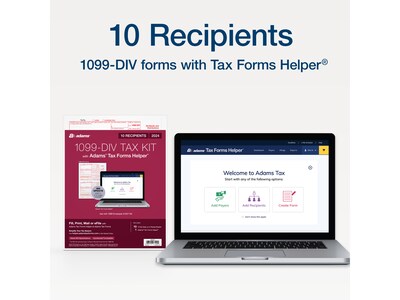 Adams 2024 1099-DIV Tax Form with Access to Adams Tax Forms Helper, 4-Part, 2-Up, Copy A, 1, B, 2, 1