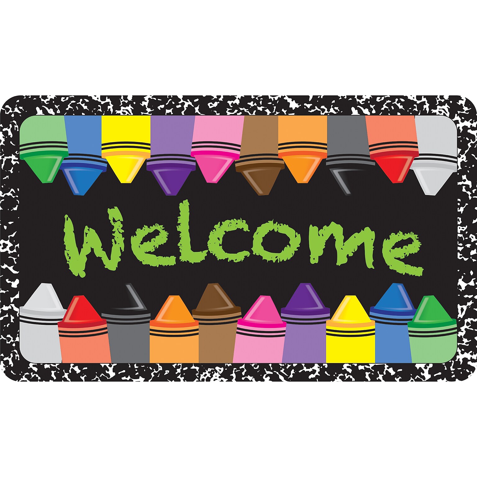 Ashley Productions The Original Fun Mat, Welcome Mat, 18 x 30, Crayons Composition Welcome (ASH91309)