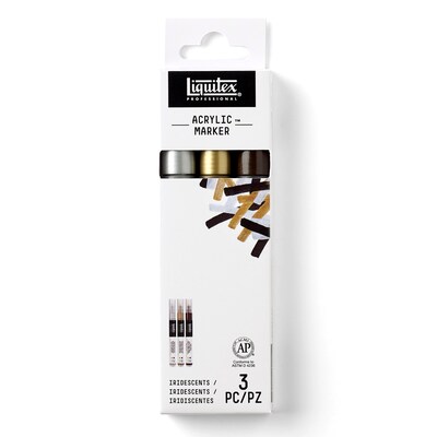Liquitex Professional Acrylic Paint Marker, Iridescent Colors, 2 mm, 3/Pack (LIQ3699244)