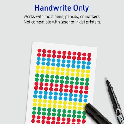 Avery Color-Coding Labels, 1/4 " Dia, Assorted Colors, 768 Labels/Pack (13962/5795)