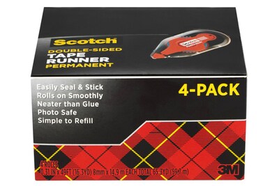 Scotch Double-Sided Adhesive Tape Runner, 16 oz., 4/Pack (6055BNS)