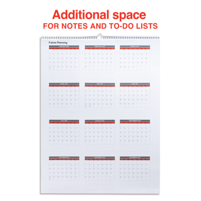 2026 Staples 22" x 29" Monthly Wall Calendar, White/Red/Gray (ST53914-26)