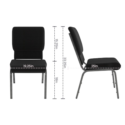 Flash Furniture HERCULES Series Fabric Church Stacking Chair, Black Patterned/Silver Vein Frame, 4 Pack (4FCH185SVJP02)
