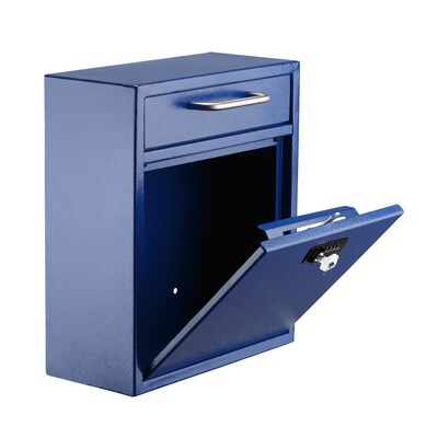 AdirOffice Steel Combination Locking Wall Mounted Interoffice Drop Box Mailbox, Medium, Blue (631-05-BLU-KCPK)