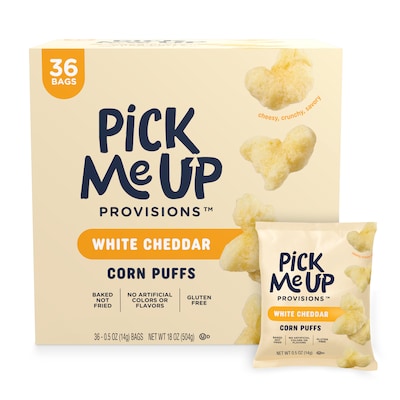 Pick Me Up Provisions™ Gluten Free White Cheddar Corn Puffs, 0.5 oz., 36/Box (PM63575)