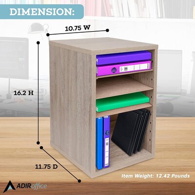 AdirOffice 500 Series 11-Compartment Literature Organizers, 10.75" x 11.75", Medium Oak (500-11-MEO-2PK)