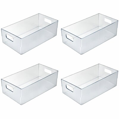 Azar Narrow Storage Tote Bin With Handle, 5.12 x 6.5x 16.14, Clear, 4/Pack (556744-4PK)