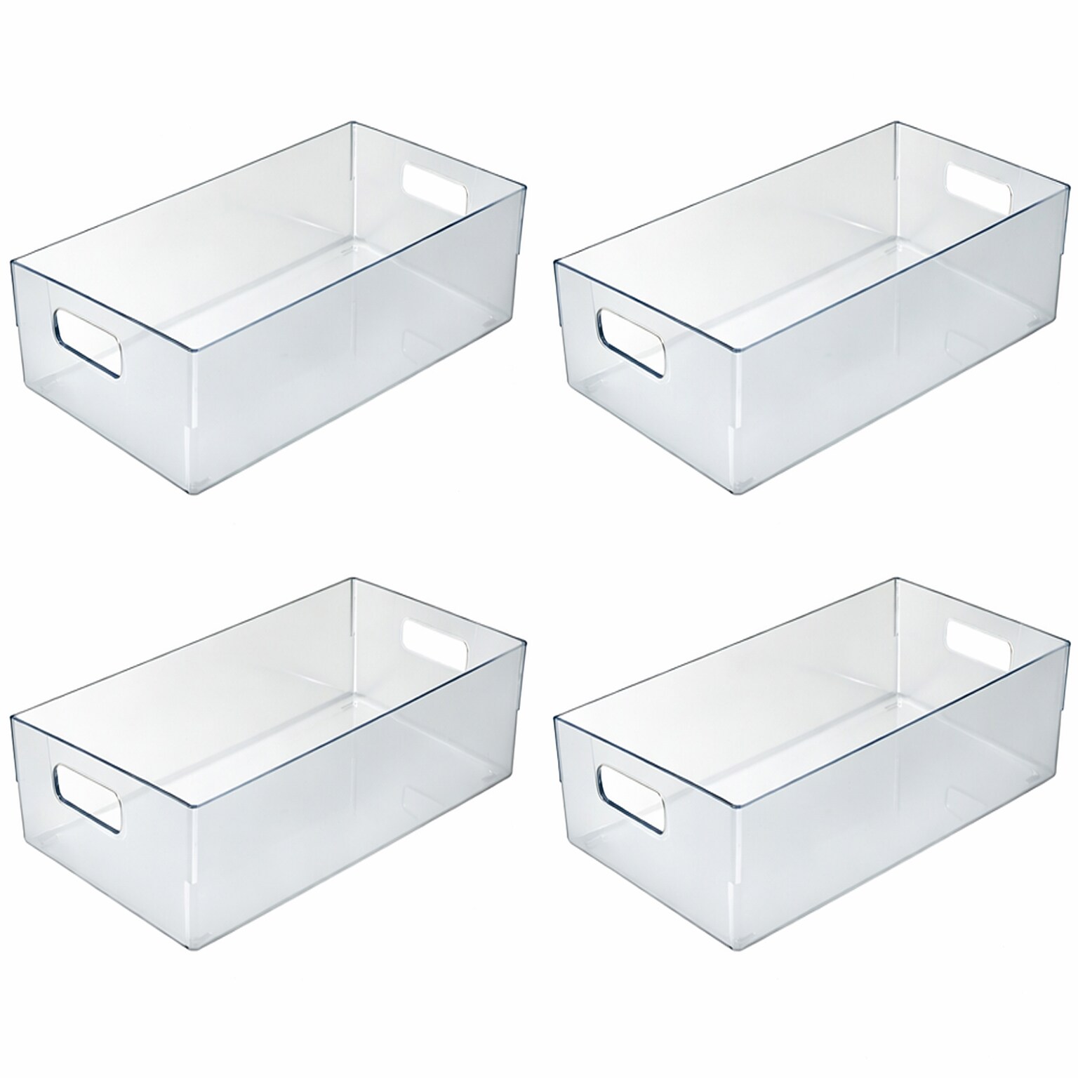 Azar Narrow Storage Tote Bin With Handle, 5.12 x 6.5x 16.14, Clear, 4/Pack (556744-4PK)
