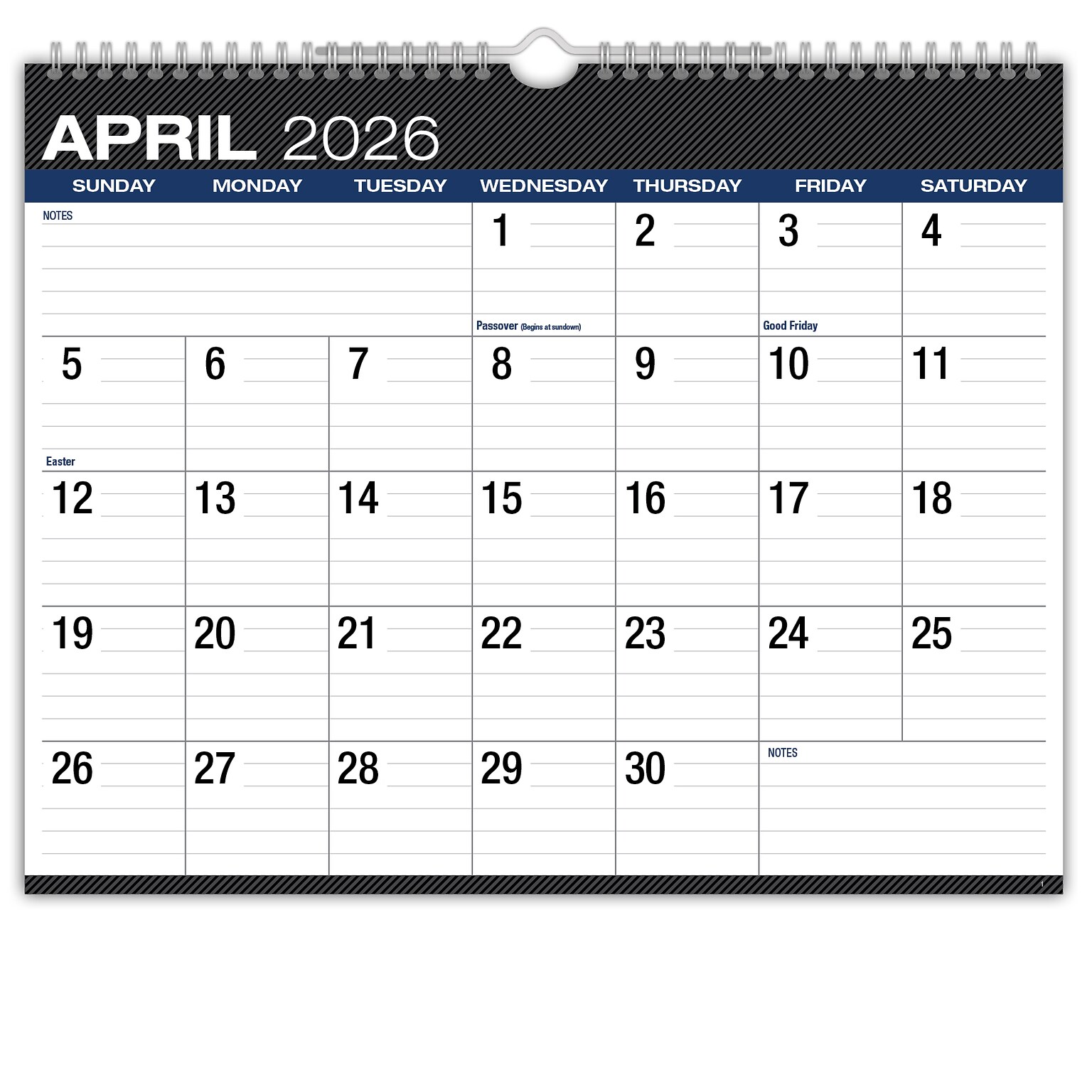 2026-2027 Excello Brands Large Print 12 x 15 Academic Monthly Wall Calendar, Black (WC-AY26-1215-BK)