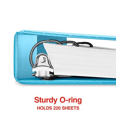 Staples® Standard 1" 3 Ring View Binder with D-Rings, Teal (58652)