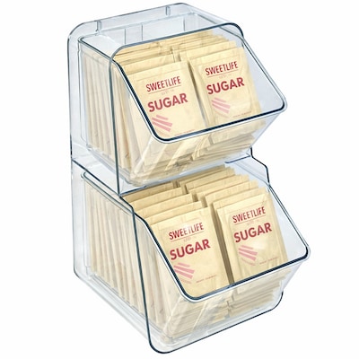 Azar Clear Organizer Two-Tier Extra Small Plastic Storage Bin, 10.25" x 5.25"x 5.12", Clear, 2/Pack (556760-2PK)
