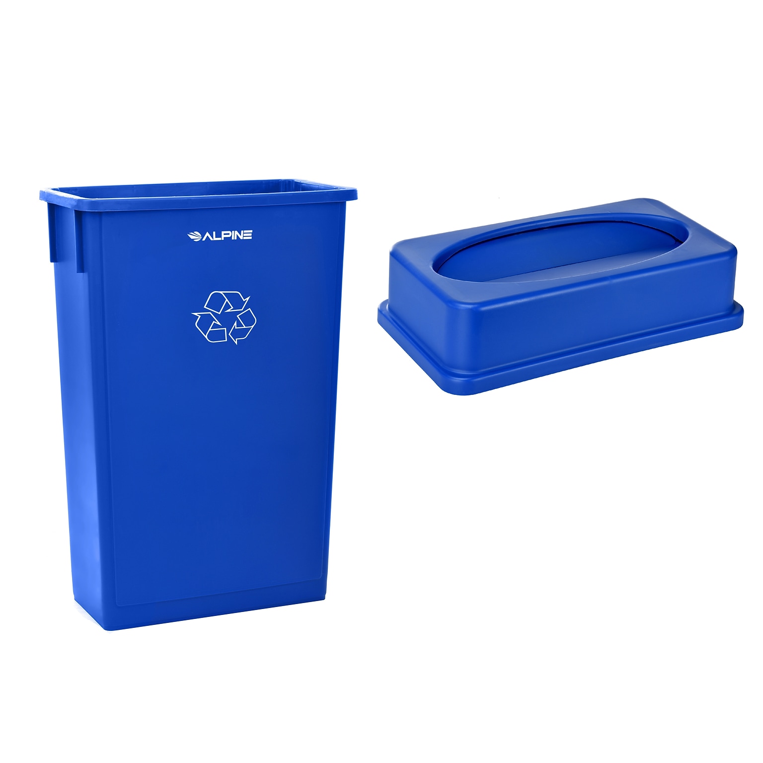 Alpine Industries Polypropylene Recycling Bin, 23 Gallon, Blue (477-R-BLU-PKG2)