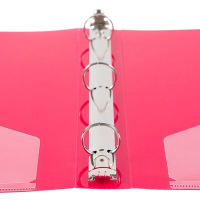 JAM Paper 1" 3-Ring Flexible Poly Binder, Fuchsia Pink (PB75239FU)
