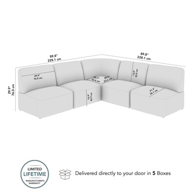 Bush Business Furniture Assemble Modular 5 Seater L Shaped Sectional, Mist Fabric (ASM004MSF)