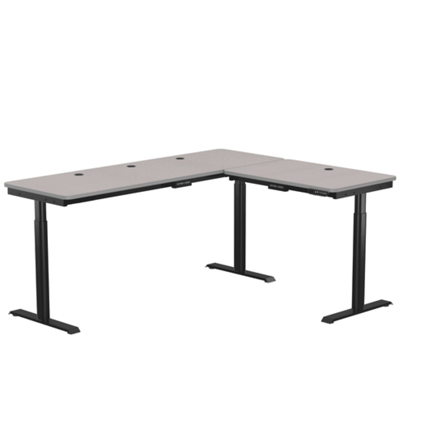 VersaDesk PowerLift 60W Electric L-Shaped Adjustable Standing Desk, Gray/Black (PLLSD7260-BG-APP)