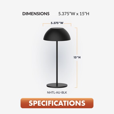 Newhouse Lighting Aurora Cordless and Rechargeable Table Lamp, Black (NHTL-AU-BLK)