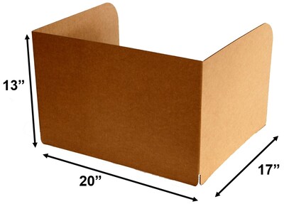 Classroom Products Foldable Cardboard Freestanding Privacy Shield, 13"H x 20"W, Kraft, 30/Box (1330 KR)