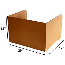 Classroom Products Foldable Cardboard Freestanding Privacy Shield, 13H x 20W, Kraft, 40/Box (1340
