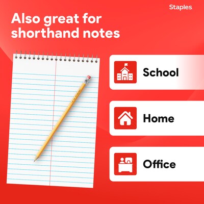 Staples Steno Pad, 6" x 9", Gregg Ruled, White, 80 Sheets/Pad, Dozen (ST57354/TR57354)