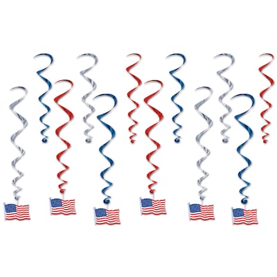 Beistle Fourth of July American Flag Whirls, Red/White/Blue, 24/Pack (53602)