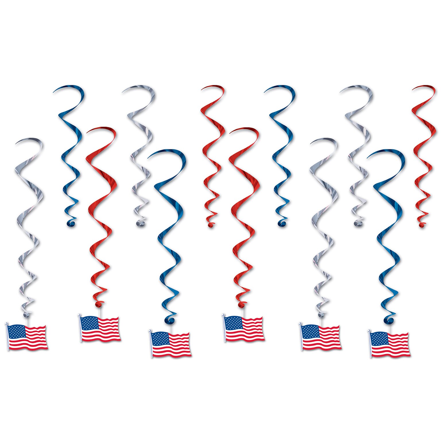 Beistle Fourth of July American Flag Whirls, Red/White/Blue, 24/Pack (53602)