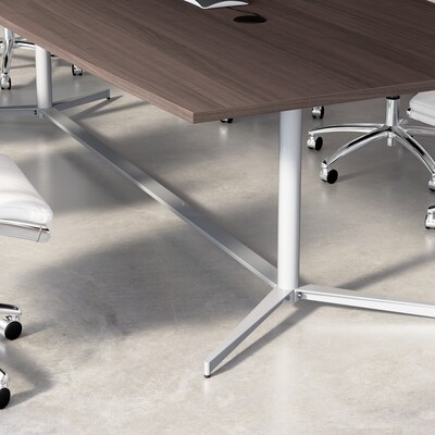 Bush Business Furniture 120W x 48D Boat Shaped Conference Table with Metal Base, Storm Gray (99TBM120SGSVK)