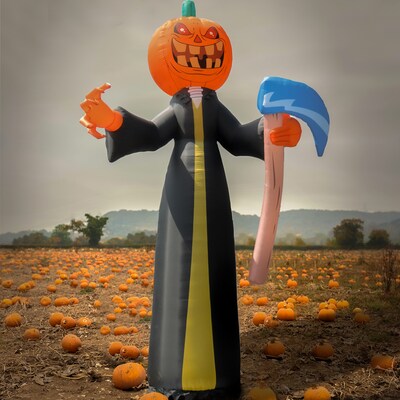 National Tree Company 20 Inflatable Halloween Pumpkin Reaper, 6 White LED Lights- UL (MZ17-HLN2055600)
