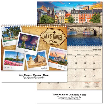 Custom Lets Travel Wall Calendar Spiral