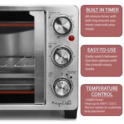 MegaChef 25 Liter Multi-Function Counter Top Oven, Silver