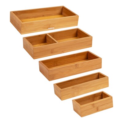 Mind Reader 5-Piece Drawer Organizer Set, Brown (DRORGBM5-BRN)