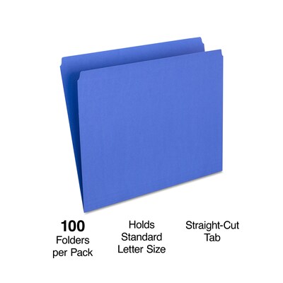 Staples File Folders, Single Tab, Letter Size, Blue, 100/Box (ST509679-CC)