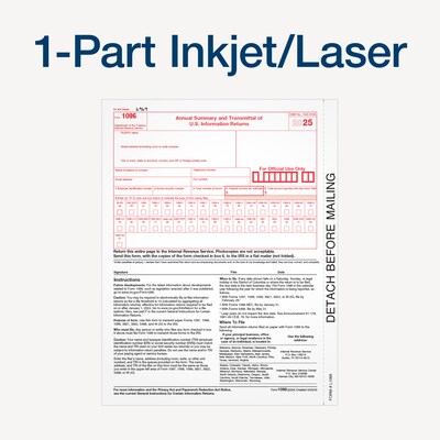Adams 2025 1096 Summary Tax Form, 1-Part, A, 10/Pack (STAX1096-25)