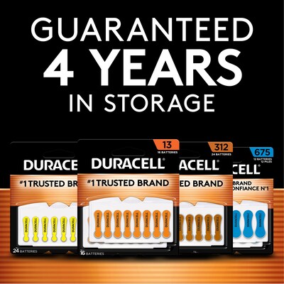 Duracell Size 312 Brown Hearing Aid Batteries, 16/Pack (DURDA312B16ZM09)