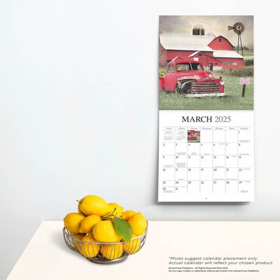 2025 Hopper Studios Beckoning Barns 12" x 24" Monthly Square Wall Calendar, (9781773728117)