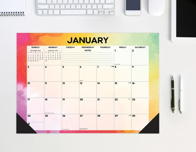 2027 Willow Creek Rainbow Gradient 17" x 12" Monthly Desk Pad Calendar, Assorted Colors (66515)