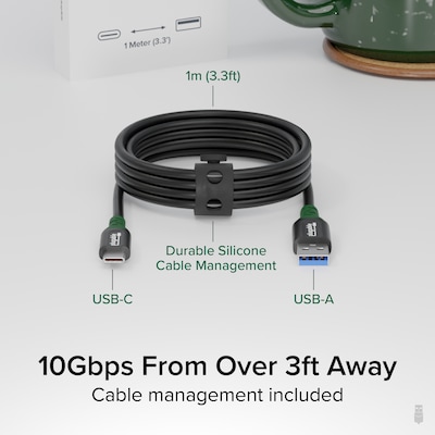 Plugable 3.3 USB-C to USB-A Cable, Black (USBC-A1M)