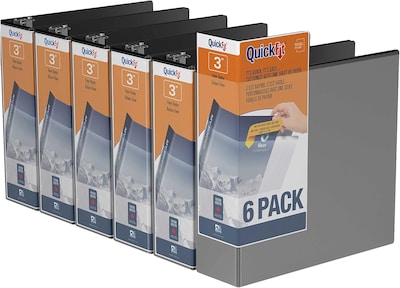 Davis Group QuickFit 3 3-Ring Standard Binders, Black, 6/Pack (88051-06)