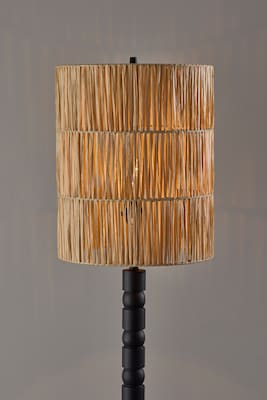 Adesso Norfolk 63"H Black Floor Lamp with Woven Paper Raffia Shade (4356-01)