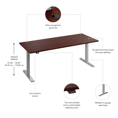 Bush Business Furniture Move 60 Series 72"W Electric Height Adjustable Standing Desk, Hansen Cherry (M6S7230HCSK)