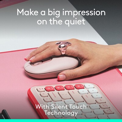 Logitech POP Wireless Ambidextrous Optical Mouse, Rose (910-007409)